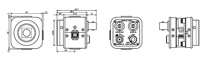 Watec WAT-525EX EIA 1/2inch 550TVL High Sensitivity External Synch Monochrome Camera