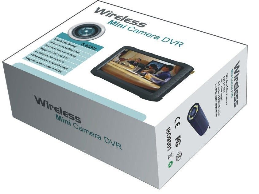 Outdoor 2.4GHz Wireless Mini Spy Camera And 5inch Wireless DVR Monitor With Sunshade